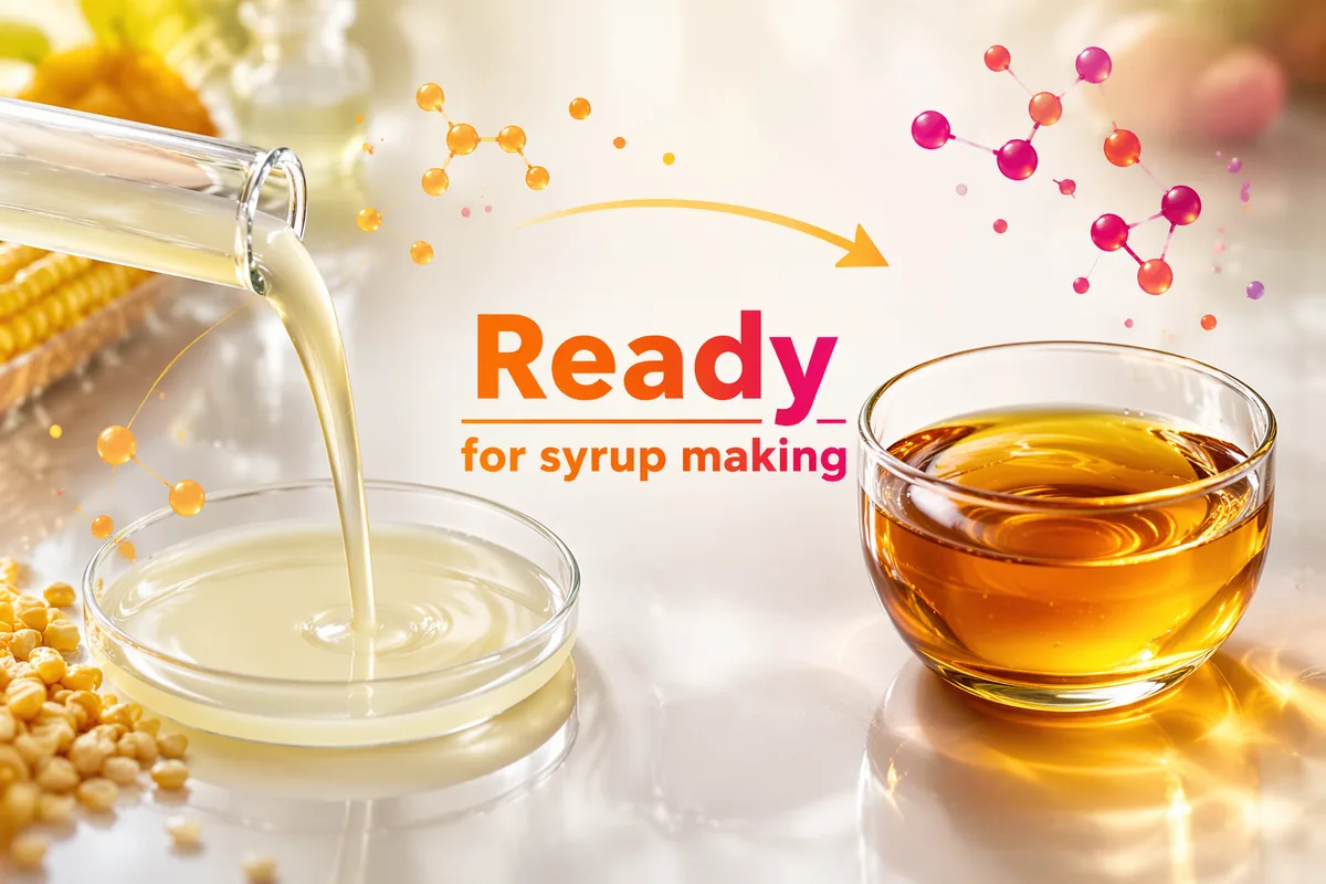 Liquefied starch next to finished syrup: the stage where saccharification and debranching follow